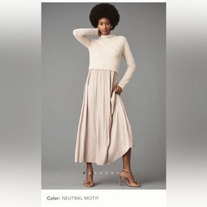 Anthropologie Thea Long-Sleeve Eyelash Twofer Sweater Dress